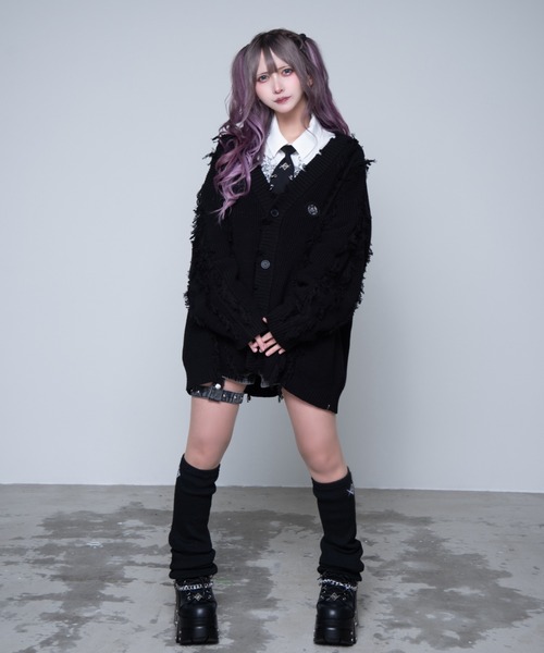 REFLEM(レフレム)の「『REFLEM/レフレム』フリンジニットカーディガン(カーディガン/ボレロ・レディース・グレー/ブラック・FREE)」の18枚目の写真