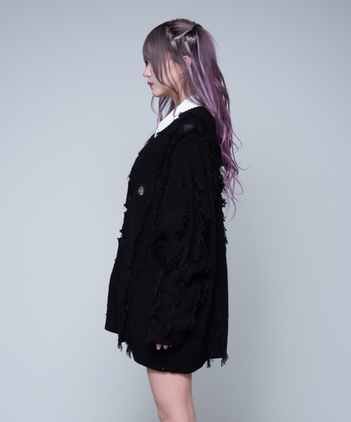 REFLEM(レフレム)の「『REFLEM/レフレム』フリンジニットカーディガン(カーディガン/ボレロ・レディース・グレー/ブラック・FREE)」の16枚目の写真