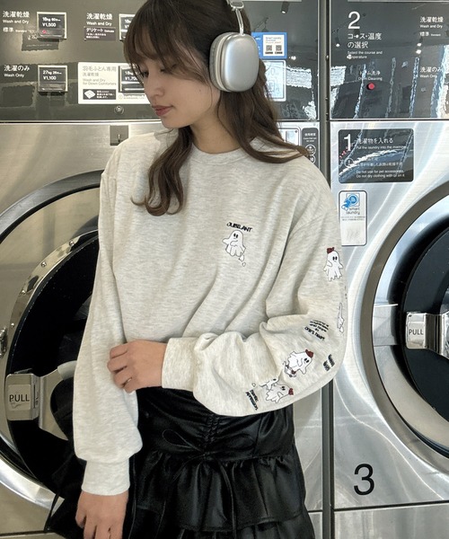 AS KNOW AS plus(アズノゥアズプラス)の「○キャラクターデザインスウェットプルオーバー(おばけ・うさぎ・ハンバーガー)(スウェット・レディース・スミクロ/オートミール/ネイビー/アイボリー/ピンク系/ベージュ系/グレー系・FREE)」の5枚目の写真
