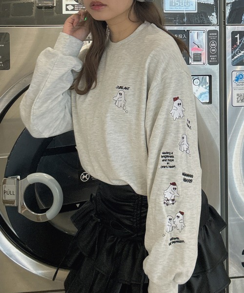 AS KNOW AS plus(アズノゥアズプラス)の「○キャラクターデザインスウェットプルオーバー(おばけ・うさぎ・ハンバーガー)(スウェット・レディース・スミクロ/オートミール/ネイビー/アイボリー/ピンク系/ベージュ系/グレー系・FREE)」の9枚目の写真