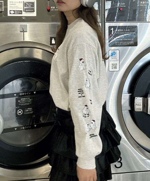AS KNOW AS plus(アズノゥアズプラス)の「○キャラクターデザインスウェットプルオーバー(おばけ・うさぎ・ハンバーガー)(スウェット・レディース・スミクロ/オートミール/ネイビー/アイボリー/ピンク系/ベージュ系/グレー系・FREE)」の11枚目の写真