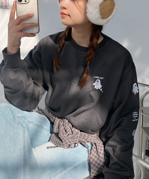 AS KNOW AS plus(アズノゥアズプラス)の「○キャラクターデザインスウェットプルオーバー(おばけ・うさぎ・ハンバーガー)(スウェット・レディース・スミクロ/オートミール/ネイビー/アイボリー/ピンク系/ベージュ系/グレー系・FREE)」の16枚目の写真