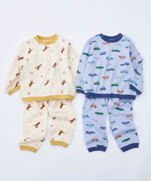 apres les cours（アプレレクール）の「恐竜・車柄パジャマ（ルームウェア/パジャマ・キッズ・サックスブルー/アイボリー・130/120/110/100/90/80）」の3枚目の写真