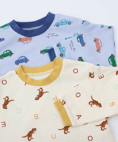 apres les cours（アプレレクール）の「恐竜・車柄パジャマ（ルームウェア/パジャマ・キッズ・サックスブルー/アイボリー・130/120/110/100/90/80）」の4枚目の写真