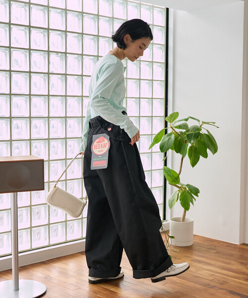 FREAK'S STORE(フリークスストア)の「RED KAP × FREAK'S STORE/レッドキャップ 別注 サスペンダー付き ビッグ 2タック ツイルパンツ<セットアップ対応>/チノパンツ/チノ サロペ/サロペット(チノパンツ・レディース・ベージュ/オリーブ/ブラック・フリ-)」の10枚目の写真