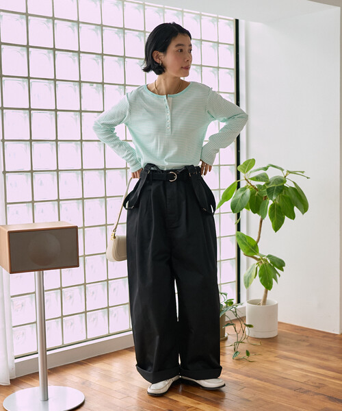 FREAK'S STORE(フリークスストア)の「RED KAP × FREAK'S STORE/レッドキャップ 別注 サスペンダー付き ビッグ 2タック ツイルパンツ<セットアップ対応>/チノパンツ/チノ サロペ/サロペット(チノパンツ・レディース・ベージュ/オリーブ/ブラック・フリ-)」の11枚目の写真