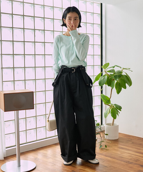 FREAK'S STORE(フリークスストア)の「RED KAP × FREAK'S STORE/レッドキャップ 別注 サスペンダー付き ビッグ 2タック ツイルパンツ<セットアップ対応>/チノパンツ/チノ サロペ/サロペット(チノパンツ・レディース・ベージュ/オリーブ/ブラック・フリ-)」の14枚目の写真