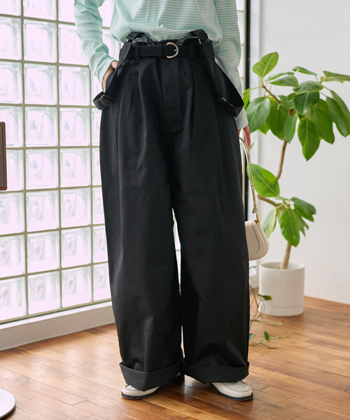 FREAK'S STORE(フリークスストア)の「RED KAP × FREAK'S STORE/レッドキャップ 別注 サスペンダー付き ビッグ 2タック ツイルパンツ<セットアップ対応>/チノパンツ/チノ サロペ/サロペット(チノパンツ・レディース・ベージュ/オリーブ/ブラック・フリ-)」の6枚目の写真