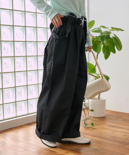 FREAK'S STORE(フリークスストア)の「RED KAP × FREAK'S STORE/レッドキャップ 別注 サスペンダー付き ビッグ 2タック ツイルパンツ<セットアップ対応>/チノパンツ/チノ サロペ/サロペット(チノパンツ・レディース・ベージュ/オリーブ/ブラック・フリ-)」の7枚目の写真