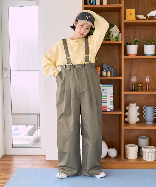FREAK'S STORE（フリークスストア）の「RED KAP × FREAK'S STORE/レッドキャップ 別注 サスペンダー付き ビッグ 2タック ツイルパンツ＜セットアップ対応＞（チノパンツ・レディース・ベージュ/オリーブ/ブラック・ﾌﾘ-）」の14枚目の写真