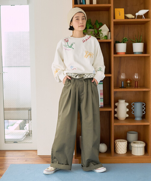 FREAK'S STORE（フリークスストア）の「RED KAP × FREAK'S STORE/レッドキャップ 別注 サスペンダー付き ビッグ 2タック ツイルパンツ＜セットアップ対応＞（チノパンツ・レディース・ベージュ/オリーブ/ブラック・ﾌﾘ-）」の15枚目の写真