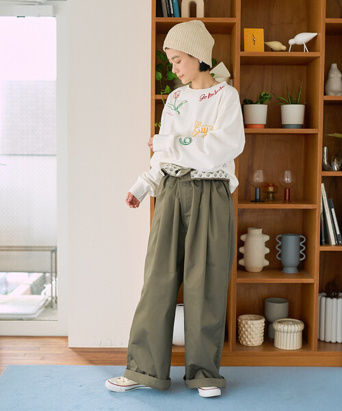 FREAK'S STORE（フリークスストア）の「RED KAP × FREAK'S STORE/レッドキャップ 別注 サスペンダー付き ビッグ 2タック ツイルパンツ＜セットアップ対応＞（チノパンツ・レディース・ベージュ/オリーブ/ブラック・ﾌﾘ-）」の20枚目の写真