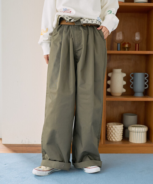 FREAK'S STORE（フリークスストア）の「RED KAP × FREAK'S STORE/レッドキャップ 別注 サスペンダー付き ビッグ 2タック ツイルパンツ＜セットアップ対応＞（チノパンツ・レディース・ベージュ/オリーブ/ブラック・ﾌﾘ-）」の21枚目の写真
