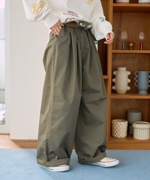 FREAK'S STORE（フリークスストア）の「RED KAP × FREAK'S STORE/レッドキャップ 別注 サスペンダー付き ビッグ 2タック ツイルパンツ＜セットアップ対応＞（チノパンツ・レディース・ベージュ/オリーブ/ブラック・ﾌﾘ-）」の22枚目の写真