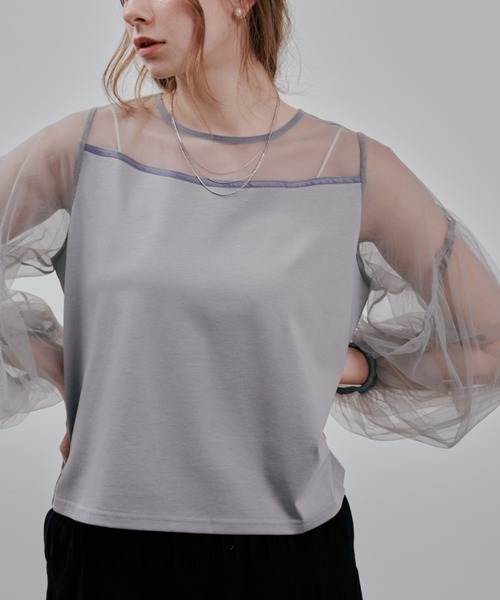 Julep（ジュレップ）の「Tulle Tops（シャツ/ブラウス・レディース・オフホワイト/グレー/ブラック・FREE）」の3枚目の写真