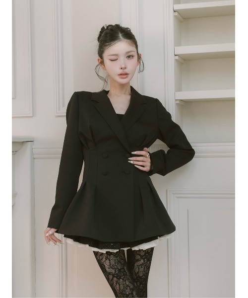 パネルデザインシルエットぺプラムジャケット（その他アウター