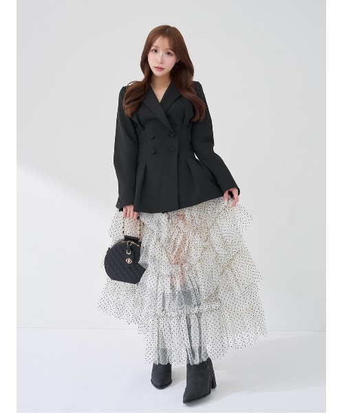 パネルデザインシルエットぺプラムジャケット（その他アウター