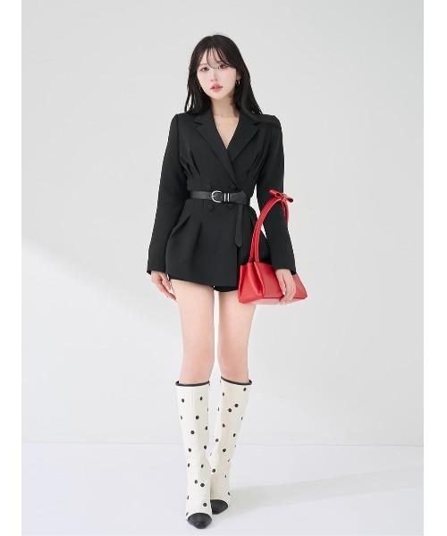 パネルデザインシルエットぺプラムジャケット（その他アウター