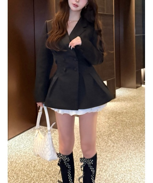 パネルデザインシルエットぺプラムジャケット（その他アウター