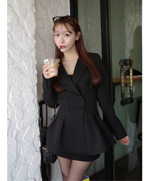 パネルデザインシルエットぺプラムジャケット（その他アウター