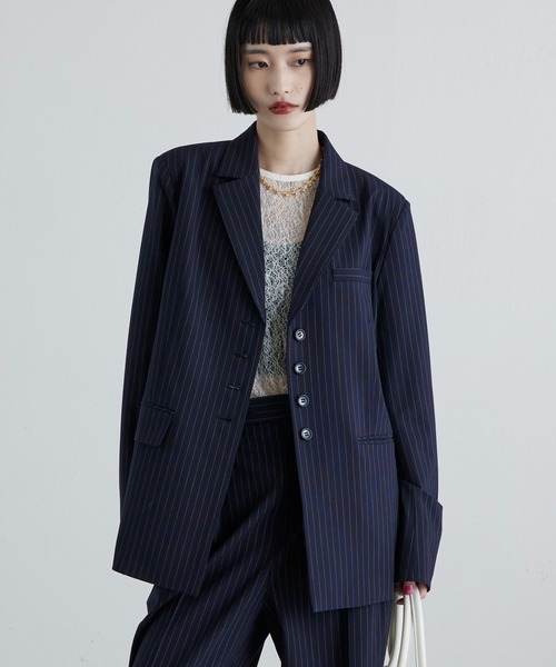 Lui's（ルイス）の「後ろファスナーシングルジャケット（テーラードジャケット・レディース・ブラック系その他/ブラック/ネイビー・FREE）」の3枚目の写真