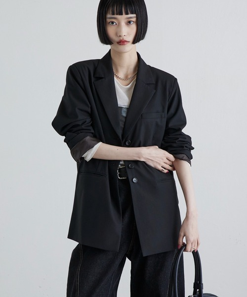 Lui's（ルイス）の「後ろファスナーシングルジャケット（テーラードジャケット・レディース・ブラック系その他/ブラック/ネイビー・FREE）」の5枚目の写真