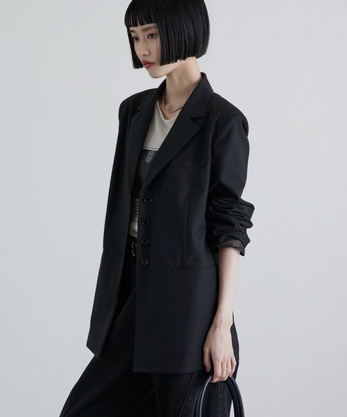 Lui's（ルイス）の「後ろファスナーシングルジャケット（テーラードジャケット・レディース・ブラック系その他/ブラック/ネイビー・FREE）」の7枚目の写真