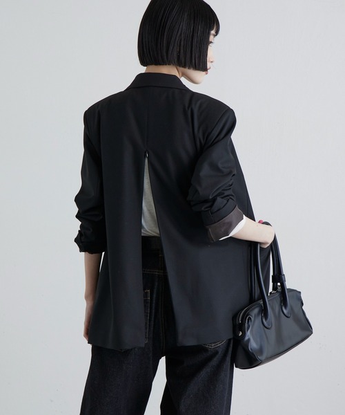 Lui's（ルイス）の「後ろファスナーシングルジャケット（テーラードジャケット・レディース・ブラック系その他/ブラック/ネイビー・FREE）」の6枚目の写真