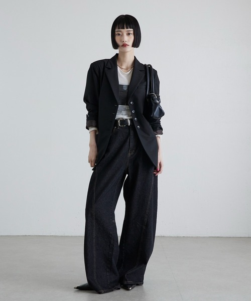 Lui's（ルイス）の「後ろファスナーシングルジャケット（テーラードジャケット・レディース・ブラック系その他/ブラック/ネイビー・FREE）」の18枚目の写真