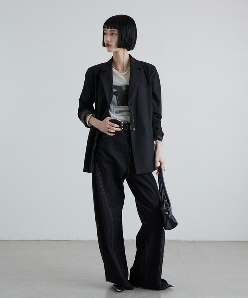 Lui's（ルイス）の「後ろファスナーシングルジャケット（テーラードジャケット・レディース・ブラック系その他/ブラック/ネイビー・FREE）」の19枚目の写真