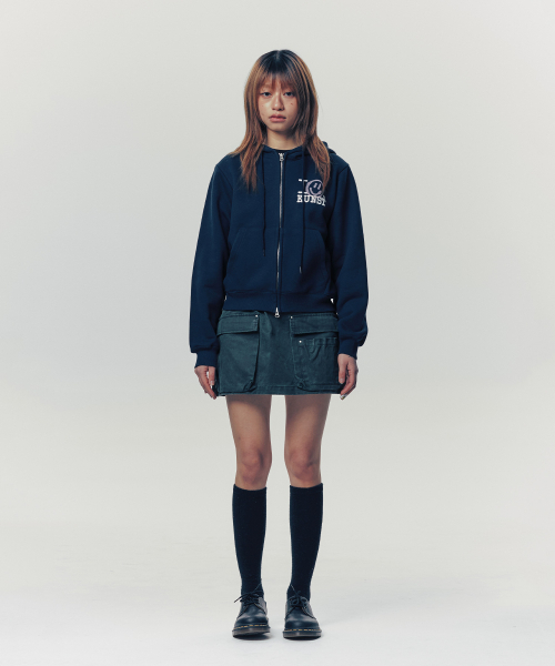 ISTKUNST（イストクンスト）の「I SMILEY KUNST CROP HOOD ZIP UP_NAVY(IK2FSMM483A)（パーカー・レディース・ネイビー・S/M）」の9枚目の写真