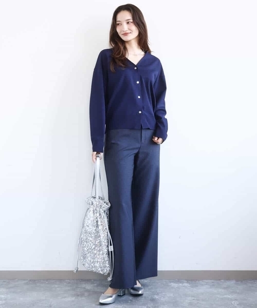 MK MICHEL KLEIN（エムケーミッシェルクラン）の「デニムライク ストレートワイドパンツ/洗える（その他パンツ・レディース・アイボリー/ネイビー・38）」の21枚目の写真