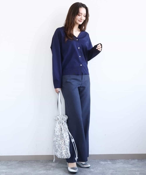 MK MICHEL KLEIN（エムケーミッシェルクラン）の「デニムライク ストレートワイドパンツ/洗える（その他パンツ・レディース・アイボリー/ネイビー・38）」の19枚目の写真