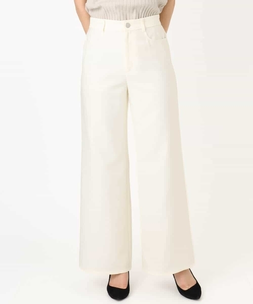 MK MICHEL KLEIN（エムケーミッシェルクラン）の「デニムライク ストレートワイドパンツ/洗える（その他パンツ・レディース・アイボリー/ネイビー・38）」の4枚目の写真