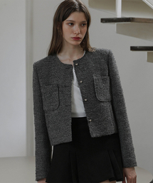 DEHEVE（デヘヴェ）の「Out Pocket Single Tweed Jacket [Gray]（テーラードジャケット）」