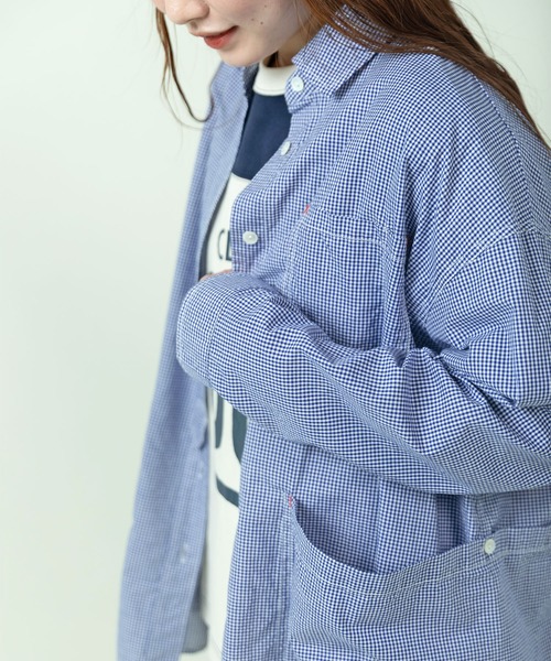 PAR ICI（パーリッシィ）の「ブロード無地/ギンガムチェック ガーデンシャツ（シャツ/ブラウス・レディース・ピンク/ブルー系その他・FREE）」の2枚目の写真