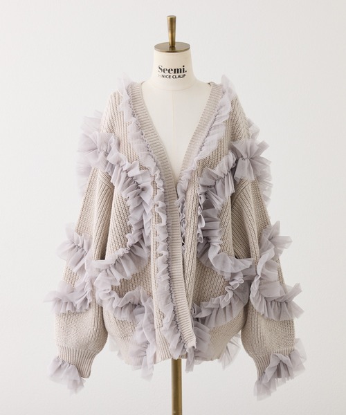 Seemi. byNICECLAUP（ シーミーバイナイスクラップ）の「【Seemi.】チュールガウンカーディガン（カーディガン/ボレロ・レディース・アイボリー/ライトピンク/ベージュ・FREE）」の4枚目の写真