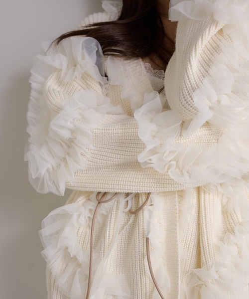 Seemi. byNICECLAUP（ シーミーバイナイスクラップ）の「【Seemi.】チュールガウンカーディガン（カーディガン/ボレロ・レディース・アイボリー/ライトピンク/ベージュ・FREE）」の15枚目の写真