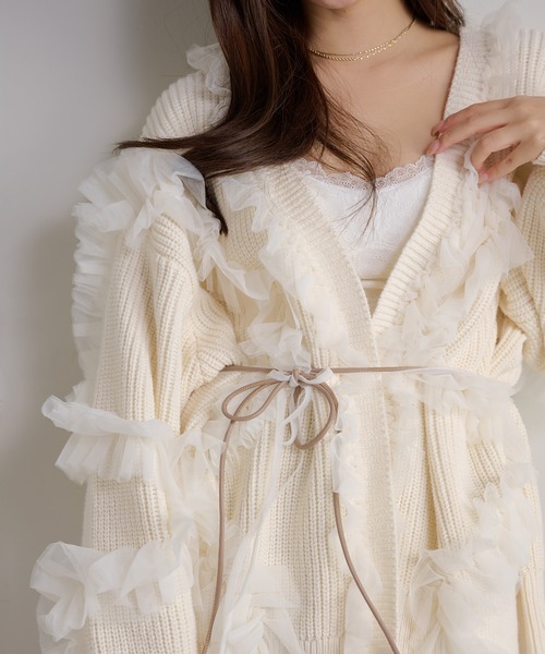 Seemi. byNICECLAUP（ シーミーバイナイスクラップ）の「【Seemi.】チュールガウンカーディガン（カーディガン/ボレロ・レディース・アイボリー/ライトピンク/ベージュ・FREE）」の14枚目の写真