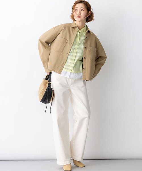 23区 S(ニジュウサンクチイサイサイズ)の「CANCLINI レギュラーカラー ストライプ クロップドシャツ(シャツ/ブラウス・レディース・イエロー系1/スカイブルー系1/ピンク系1・32)」の9枚目の写真
