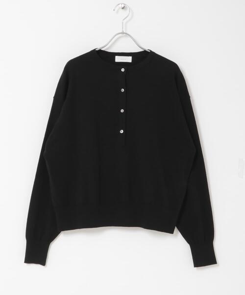 かぐれ（カグレ）の「コットンカシミヤヘンリーネックニット（ニット/セーター・レディース・ブラック/グリーン/イエロー・FREE）」の6枚目の写真