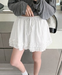 インパン付きウエストリボン裾フリルミニスカート