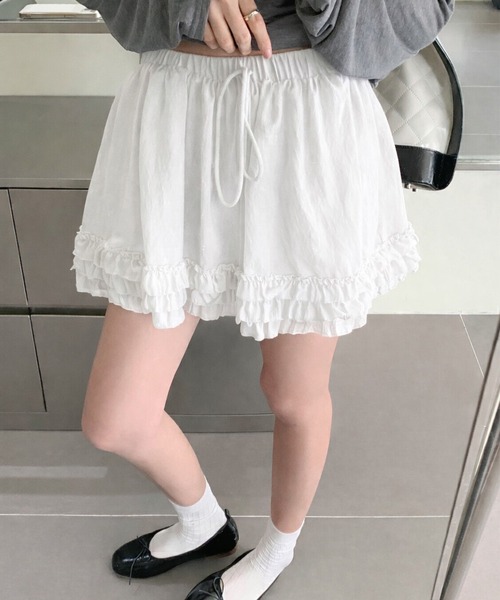 NANEA(ナネア)の「インパン付きウエストリボン裾フリルミニスカート(スカート・レディース・ブラック/ホワイト/ブルー・SMALL/MEDIUM/LARGE)」の22枚目の写真