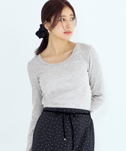 coca(coca)(コカ)の「テレコリブUネックTシャツ(Tシャツ/カットソー・レディース・ホワイト/ブラック/グレー/ネイビー・S/M/L/XL)」の3枚目の写真