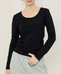 テレコリブUネックTシャツ