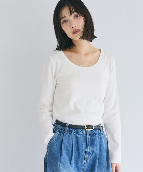 coca(coca)(コカ)の「テレコリブUネックTシャツ(Tシャツ/カットソー・レディース・ホワイト/ブラック/グレー/ネイビー・S/M/L/XL)」の9枚目の写真