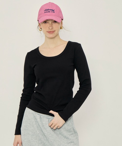 coca(coca)(コカ)の「テレコリブUネックTシャツ(Tシャツ/カットソー・レディース・ホワイト/ブラック/グレー/ネイビー・S/M/L/XL)」の20枚目の写真