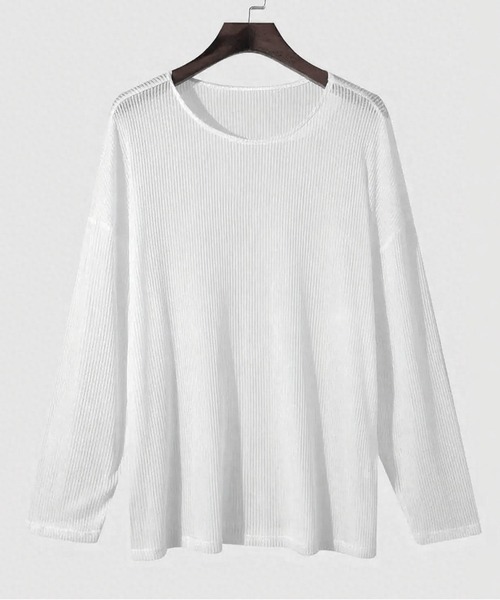 JOHNNY WOLF(ジョニーウルフ)の「BASK オーバーサイズ 針抜きリブニット Tシャツ(Tシャツ/カットソー・メンズ・ブラック/ホワイト・L/M/S)」の9枚目の写真