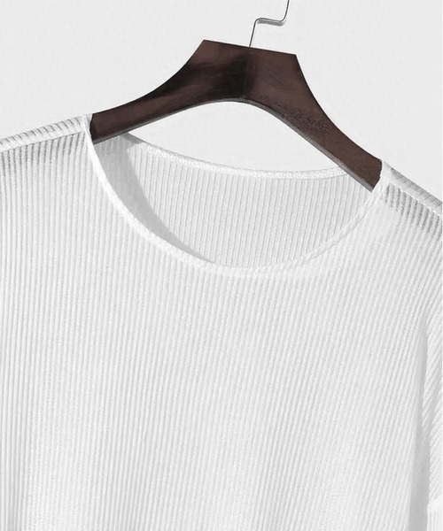 JOHNNY WOLF(ジョニーウルフ)の「BASK オーバーサイズ 針抜きリブニット Tシャツ(Tシャツ/カットソー・メンズ・ブラック/ホワイト・L/M/S)」の10枚目の写真