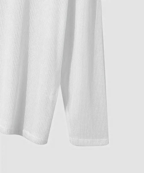 JOHNNY WOLF(ジョニーウルフ)の「BASK オーバーサイズ 針抜きリブニット Tシャツ(Tシャツ/カットソー・メンズ・ブラック/ホワイト・L/M/S)」の11枚目の写真